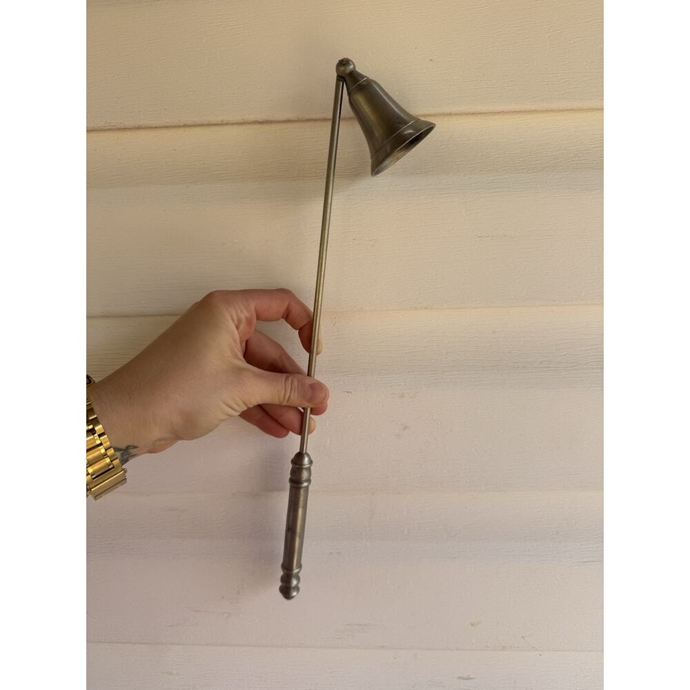 Vintage Pewter Brushed silver tone Candle Snuffer Colonial Early American Look